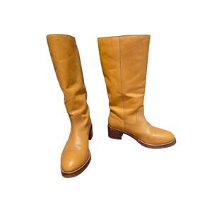 Frye Camryn Banana Yellow Tan Leather Tall Pull On Boots Size 9